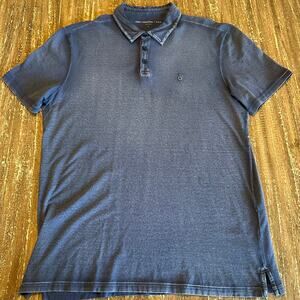 John Varvatos Star U.S.A. Polo Collar Shirt Distressed Blue Navy Men’s Size L